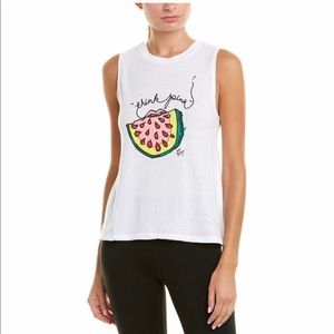 NWT BETSEY JOHNSON Think Pink WHITE WORKOUT TANK TOP XS